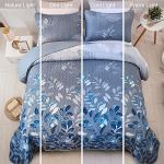 Blue Floral Queen Quilt Set - 3 Pieces
