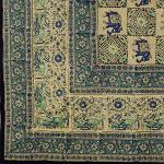 Indian Batik Tapestry Bedspread in Gray/Blue