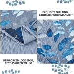 Blue Floral Queen Quilt Set - 3 Pieces