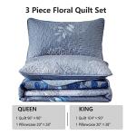 Blue Floral Queen Quilt Set - 3 Pieces