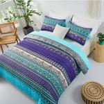 Boho Queen Quilt Set in Blue Purple 96"x90