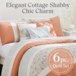Madison Park Coral Floral Cotton Quilt Set
