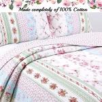 Pink Floral Reversible Quilt Bedding Set - Twin