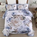 Blue Floral Quilt Set for Queen Size Bed
