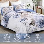 Blue Floral Quilt Set for Queen Size Bed