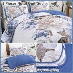 Blue Floral Quilt Set for Queen Size Bed