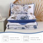 Blue Floral Quilt Set for Queen Size Bed