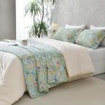 Green Floral Queen Size Quilt Bedding Set