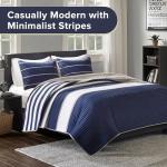Vibrant Twin Quilt Set for Kids - Blue Stripe