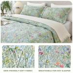 Green Floral Queen Size Quilt Bedding Set
