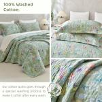 Green Floral Queen Size Quilt Bedding Set