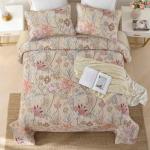 Floral Queen Quilt Set in Khaki, 3 Pieces