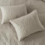 Beige Damask King Quilt Set with Pillow Shams