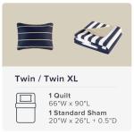 Vibrant Twin Quilt Set for Kids - Blue Stripe