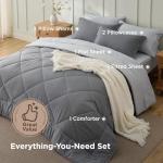 Bedsure 7-Piece Queen Comforter Set - Grey Reversible