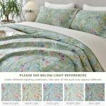 Green Floral Queen Size Quilt Bedding Set