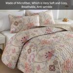 Floral Queen Quilt Set in Khaki, 3 Pieces