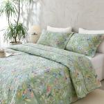 Green Floral Queen Size Quilt Bedding Set