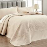 Oversized King Bedspread Set in Beige, 3 Pieces