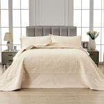 Oversized King Bedspread Set in Beige, 3 Pieces
