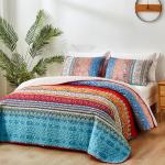 Boho Queen Quilt Set - Colorful Striped Bedding