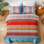 Boho Queen Quilt Set - Colorful Striped Bedding
