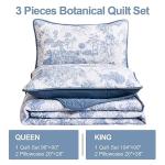 WONGS BEDDING Blue Botanical Quilt Set for Queen