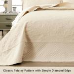 Oversized King Bedspread Set in Beige, 3 Pieces