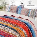 Boho Queen Quilt Set - Colorful Striped Bedding