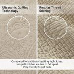 Oversized King Bedspread Set in Beige, 3 Pieces