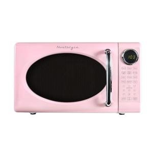 Pink Retro Microwave Oven with Turntable and Auto-Cook