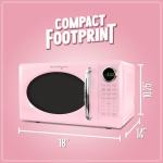 Pink Retro Microwave Oven with Turntable and Auto-Cook