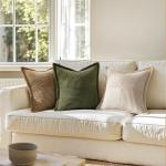 MIULEE Decorative Throw Pillow Covers for Couch Bed Livingroom 18x18 Inch Set of 2 Beige Boho Accent Throw Pllows Broadside Striped Patchwork Soft Corduroy Pillowcases