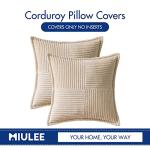MIULEE Decorative Throw Pillow Covers for Couch Bed Livingroom 18x18 Inch Set of 2 Beige Boho Accent Throw Pllows Broadside Striped Patchwork Soft Corduroy Pillowcases