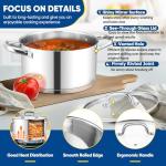 TeamFar 5 QT Stock Pot, Tri-ply Bottom Stainless Steel Stockpot Cooking Soup Pasta Pot with Lid for Gas/Induction/Electric Stoves, Non-toxic & Heavy Duty, Double Handles & Dishwasher Safe