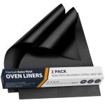 Oven Liners for Bottom of Oven - 2 Pack Large Heavy Duty Mats, 17”x25” Non-Stick Reusable Liner for Electric, Gas, Toaster Ovens, Grills - BPA & PFOA Free Kitchen Accessory to Keep Oven Clean (Black)