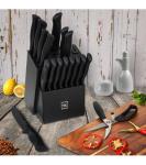 Knife Sets for Kitchen with Block, HUNTER.DUAL 19 Pcs Kitchen Knife Set with Block Self Sharpening, Dishwasher Safe, Anti-slip Handle, Black