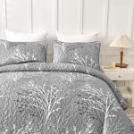 DJY Queen Grey Floral Quilt Set, 3 Pieces