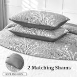 DJY Queen Grey Floral Quilt Set, 3 Pieces