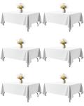 Niuara White Fabric Rectangle Table Cloth - 6 Pack, 60" × 102" Washable Tablecloth for 5FT Tables, Wrinkle-Resistant & Heat-Proof Table Cover for Weddings, Dinners & Parties
