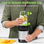 Nahida Blender for Smoothies, 1200W Smoothie Blender for Ice Crushing, Blenders with (2) 6-Fin Blades, Personal Blenders for Kitchen with 23oz, 32oz, 37oz Easy Go Cups for Juices, Silver