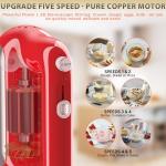 Hand Mixer Electric, 5-Speed Small Handheld Mixer, 2* (Dough Hooks & Beaters) Food Blender, Kitchen Blender for Baking, Cream, Cookies, 304 Dishwasher Safe