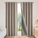 Joydeco Blackout Curtains for Bedroom - Natural Linen Curtains 52" W x 84" L (Pack of 2), Thermal Insulated 100% Blackout 2 Panels Linen Rod Pocket & Back Tabs Light Blocking Drapes for Living Room