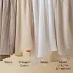 Bedsure 100% Cotton Blanket Queen Size for Bed - Breathable and Soft, Waffle Weave Blanket for Summer Spring, Khaki (a Little Bit Yellow), 90x90 Inches