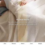 Bedsure 100% Cotton Blanket Queen Size for Bed - Breathable and Soft, Waffle Weave Blanket for Summer Spring, Khaki (a Little Bit Yellow), 90x90 Inches
