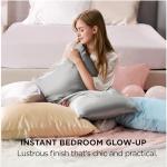 Bedsure Satin Pillowcase, Similar to Silk Pillow Cases Queen Size Set of 2, Cooling Pillow Case for Hot Sleepers with Envelope Closure, Gifts for Women Men, Silver Grey, 20x30 Inches, 2pcs
