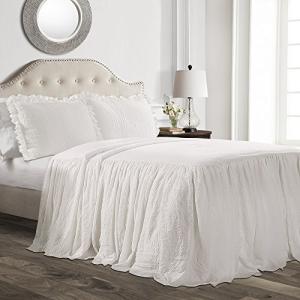 Lush Decor Ruffled Queen Bedspread Set, White