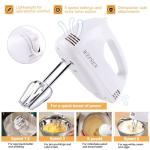 WEPSEN Hand Mixer Electric Mixing Bowls Set, 5 Speeds Handheld Mixer with 4 Nesting Stainless Steel Mixing Bowl, Measuring Cups Spoons 200W Kitchen Blender Whisk Beater Baking Supplies For Beginner