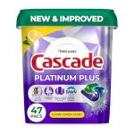 Cascade Platinum Plus Lemon Dishwasher Pods, 47 Count