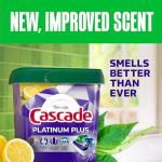 Cascade Platinum Plus Lemon Dishwasher Pods, 47 Count
